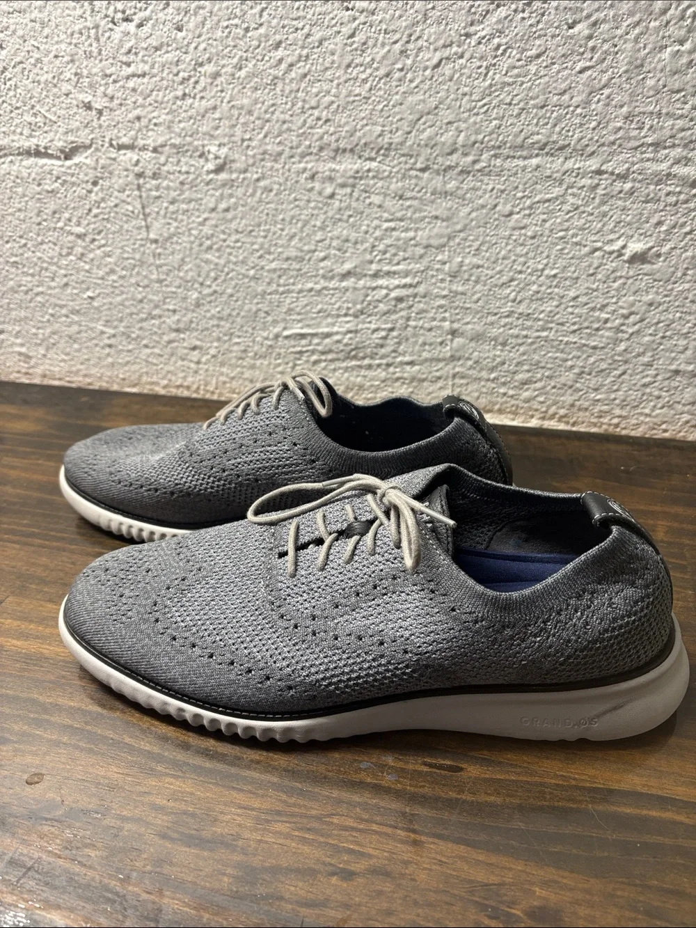 Cole Haan Gray Knit Lace-Up Oxfords Zero Gravity